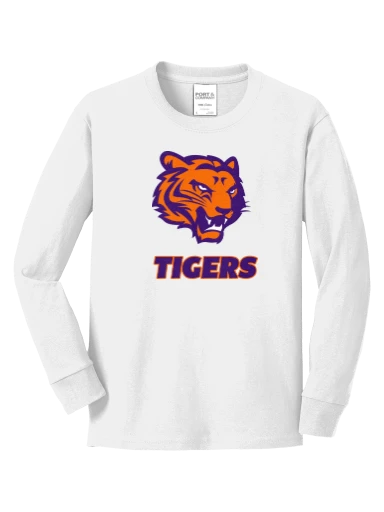 GVYF Tigers Youth Long Sleeve Core Cotton Tee preview, front