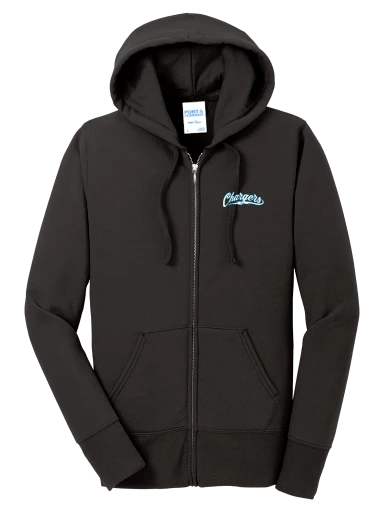 GVYF Chargers Women's Core Fleece Full-Zip Hooded Sweatshirt preview, front