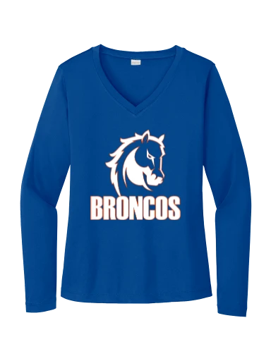GVYF Broncos Women's Long Sleeve PosiCharge Competitor V-Neck Tee preview, front