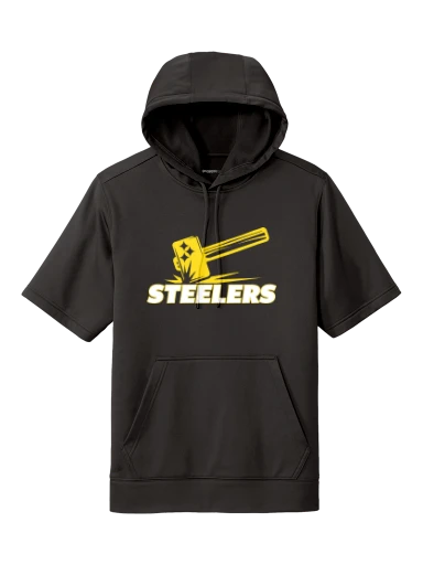GVYF Steelers Sport-Wick Fleece Short Sleeve Hooded Pullover preview, front