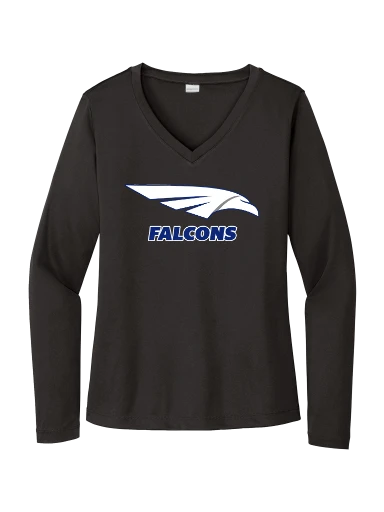 GVYF Falcons Women's Long Sleeve PosiCharge Competitor V-Neck Tee preview, front