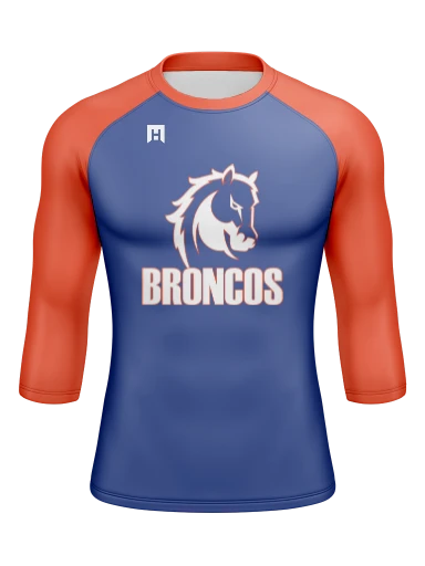 GVYF Broncos Men’s Compression Raglan Long Sleeve Rash Guard preview, front