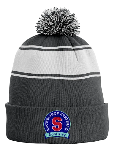 Sport-Tek Stripe Pom Pom Beanie preview, front