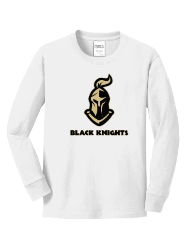GVYF Black Knights Youth Long Sleeve Core Cotton Tee preview, front