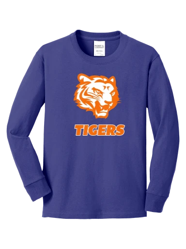 GVYF Tigers Youth Long Sleeve Core Cotton Tee preview, front