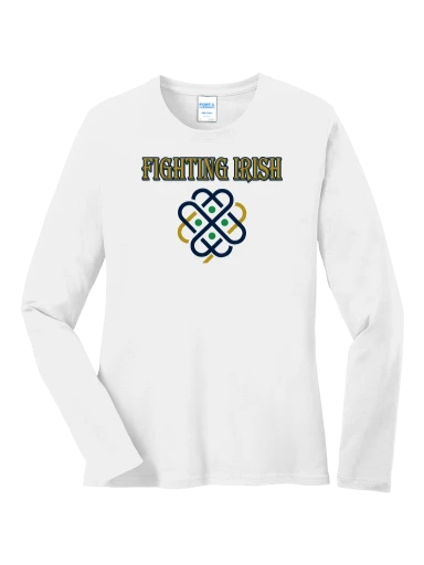 GVYF Fighting Irish Women's Long Sleeve Core Cotton Tee preview, front