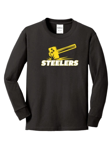 GVYF Steelers Youth Long Sleeve Core Cotton Tee preview, front
