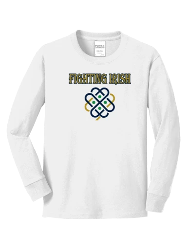 GVYF Fighting Irish Youth Long Sleeve Core Cotton Tee preview, front