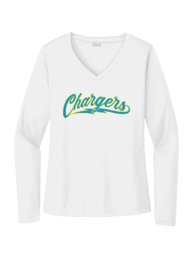 GVYF Chargers Women's Long Sleeve PosiCharge Competitor V-Neck Tee preview, front