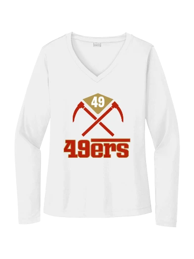 GVYF 49ers Women's Long Sleeve PosiCharge Competitor V-Neck Tee preview, front