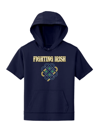 GVYF Fighting Irish Youth Sport-Wick Fleece Short Sleeve Hooded Pullover preview, front