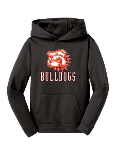 GVYF Bulldogs Youth Sport-Wick Fleece Hooded Pullover preview, front