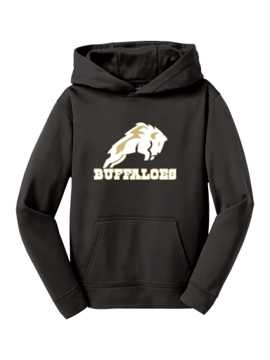 GVYF Buffaloes Youth Sport-Wick Fleece Hooded Pullover preview, front