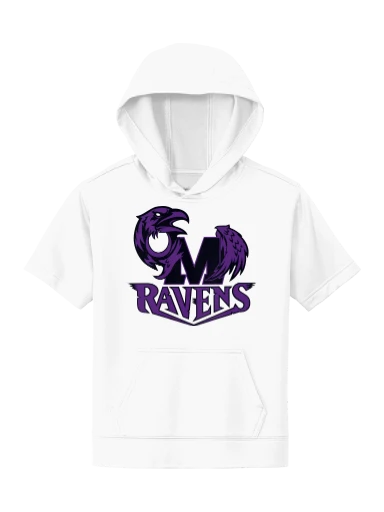 GVYF Ravens Youth Sport-Wick Fleece Short Sleeve Hooded Pullover preview, front