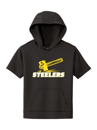 GVYF Steelers Youth Sport-Wick Fleece Short Sleeve Hooded Pullover preview, front