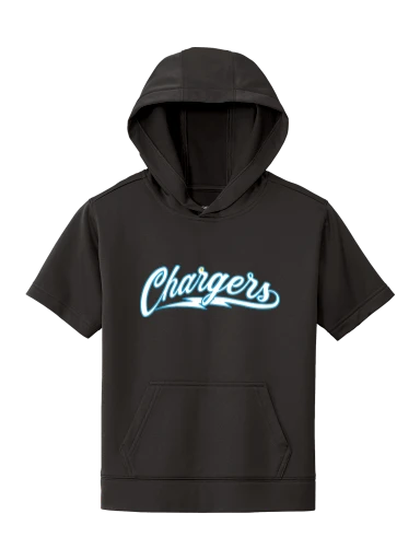 GVYF Chargers Youth Sport-Wick Fleece Short Sleeve Hooded Pullover preview, front