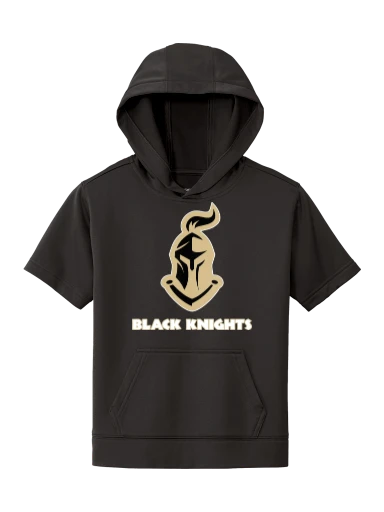GVYF Black Knights Youth Sport-Wick Fleece Short Sleeve Hooded Pullover preview, front