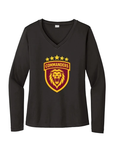 GVYF Commanders Women's Long Sleeve PosiCharge Competitor V-Neck Tee preview, front