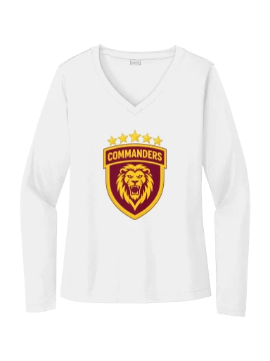 GVYF Commanders Women's Long Sleeve PosiCharge Competitor V-Neck Tee preview, front