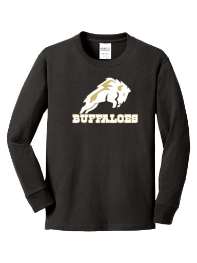 GVYF Buffaloes Youth Long Sleeve Core Cotton Tee preview, front