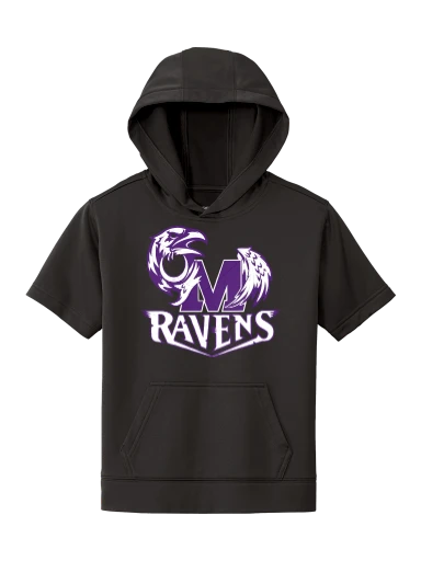 GVYF Ravens Youth Sport-Wick Fleece Short Sleeve Hooded Pullover preview, front