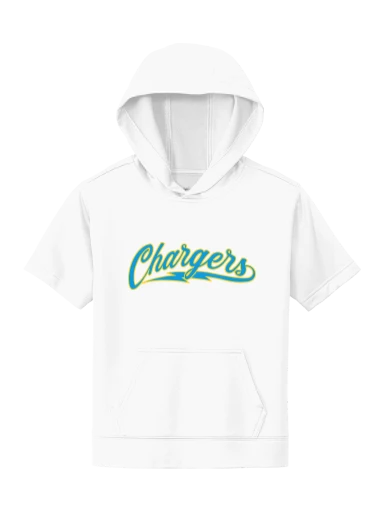 GVYF Chargers Youth Sport-Wick Fleece Short Sleeve Hooded Pullover preview, front