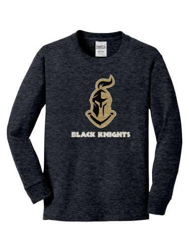 GVYF Black Knights Youth Long Sleeve Core Cotton Tee preview, front