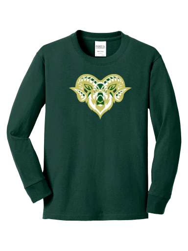 GVYF Rams Youth Long Sleeve Core Cotton Tee preview, front