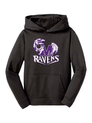 GVYF Ravens Youth Sport-Wick Fleece Hooded Pullover preview, front