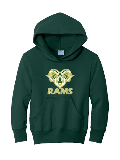 GVYF Rams Youth Core Fleece Pullover Hooded Sweatshirt preview, front