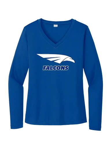 GVYF Falcons Women's Long Sleeve PosiCharge Competitor V-Neck Tee preview, front
