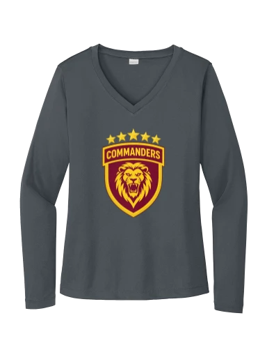 GVYF Commanders Women's Long Sleeve PosiCharge Competitor V-Neck Tee preview, front