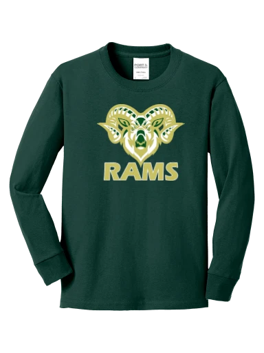 GVYF Rams Youth Long Sleeve Core Cotton Tee preview, front