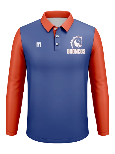 GVYF Broncos Men's Long Sleeve Polo preview, front