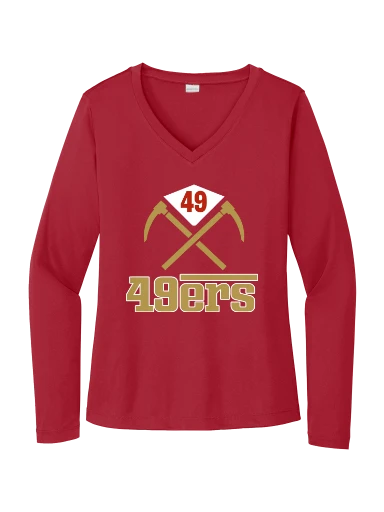 GVYF 49ers Women's Long Sleeve PosiCharge Competitor V-Neck Tee preview, front