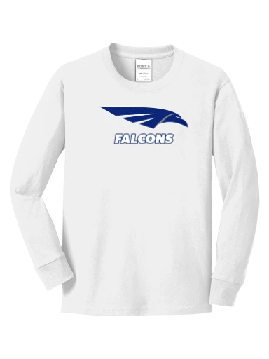 GVYF Falcons Youth Long Sleeve Core Cotton Tee preview, front