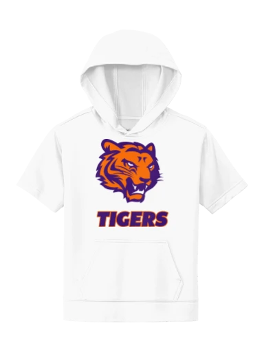 GVYF Tigers Youth Sport-Wick Fleece Short Sleeve Hooded Pullover preview, front
