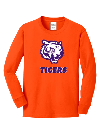 GVYF Tigers Youth Long Sleeve Core Cotton Tee preview, front