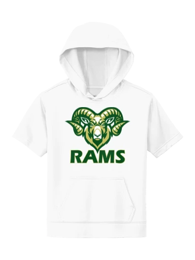 GVYF Rams Youth Sport-Wick Fleece Short Sleeve Hooded Pullover preview, front