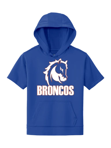 GVYF Broncos Youth Sport-Wick Fleece Short Sleeve Hooded Pullover preview, front