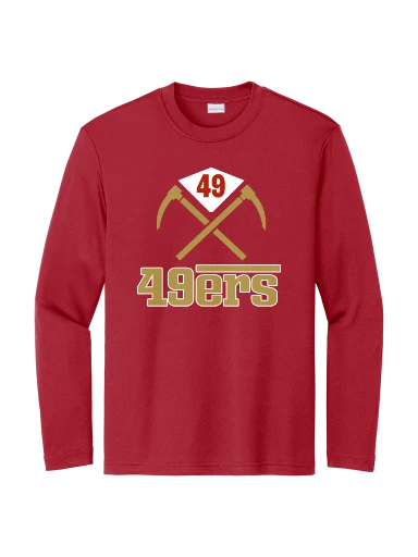 GVYF 49ers Youth Long Sleeve PosiCharge Competitor Tee preview, front