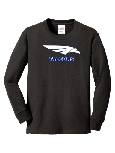 GVYF Falcons Youth Long Sleeve Core Cotton Tee preview, front