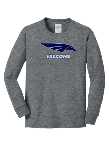 GVYF Falcons Youth Long Sleeve Core Cotton Tee preview, front