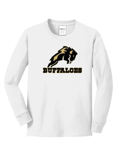 GVYF Buffaloes Youth Long Sleeve Core Cotton Tee preview, front