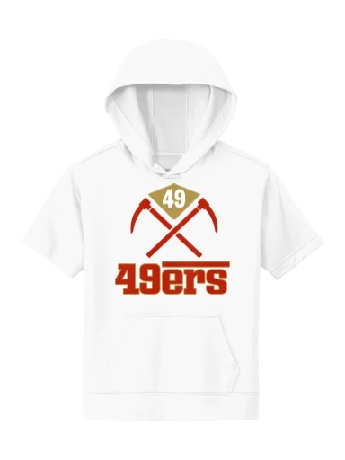 GVYF 49ers Youth Sport-Wick Fleece Short Sleeve Hooded Pullover preview, front