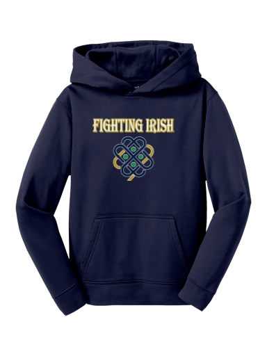 GVYF Fighting Irish Youth Sport-Wick Fleece Hooded Pullover preview, front