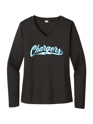 GVYF Chargers Women's Long Sleeve PosiCharge Competitor V-Neck Tee preview, front