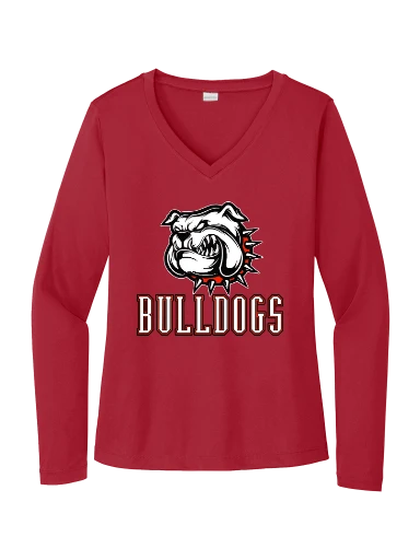 GVYF Bulldogs Women's Long Sleeve PosiCharge Competitor V-Neck Tee preview, front