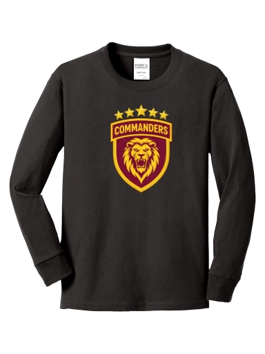 GVYF Commanders Youth Long Sleeve Core Cotton Tee preview, front