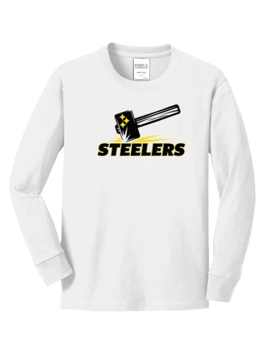 GVYF Steelers Youth Long Sleeve Core Cotton Tee preview, front
